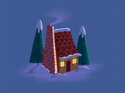 Night art drawing house illustration night procreate winter