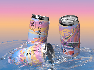 California Steam Ale 3d beer can artwork can artwork design graphic art graphic design graphic designer graphic landscape illustration illustrator mockup package design vector