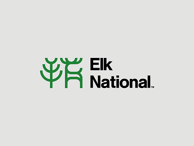 Elk National branding clean design flat green illustrator logo mark minimal vector