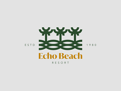 Echo Beach Resort artdeco beach branding clean design echo flat florida gold illustrator logo mark minimal ocean palm pattern resort typography vector wave