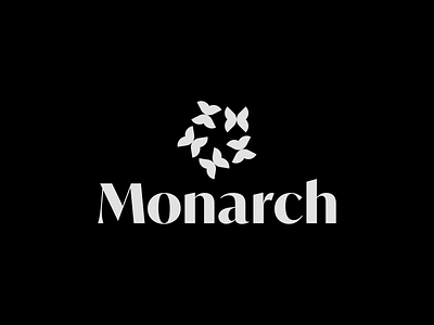 Monarch beautiful black branding butterfly clean contemporary delicate design flat garden illustrator logo luxury mark minimal monarch rotation serif typography vector