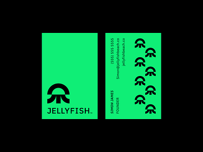 Jellyfish Beach Footwear business card design animallogo beach branding businesscard clean design flat footwear ibm plex illustrator jellyfish layoutdesign lime green logo mark minimal pattern shoes typography vector