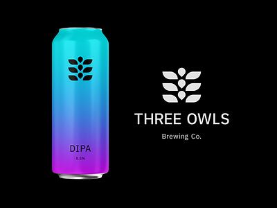 Three Owls Brewing Co. branding clean design flat illustrator logo mark minimal typography vector