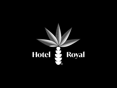 Hotel Royal beach branding clean design flat hotel illustrator logo luxury mark minimal ocean palm resort technical vacation vector