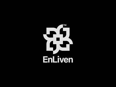 EnLiven - Artificial Intelligence branding clean contemporary design flat floral graphicdesign graphicdesigner illustrator logo logomark logotype mark minimal modern monochromatic robotic typography vector