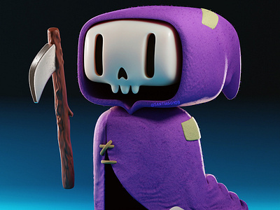 Cute Reaper 3d 3dblender blender cute cycles graphic design kawaii lowpoly skull