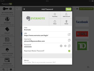 PasswordBox - iPad Details ios ipad manager modal password passwordbox ui ux