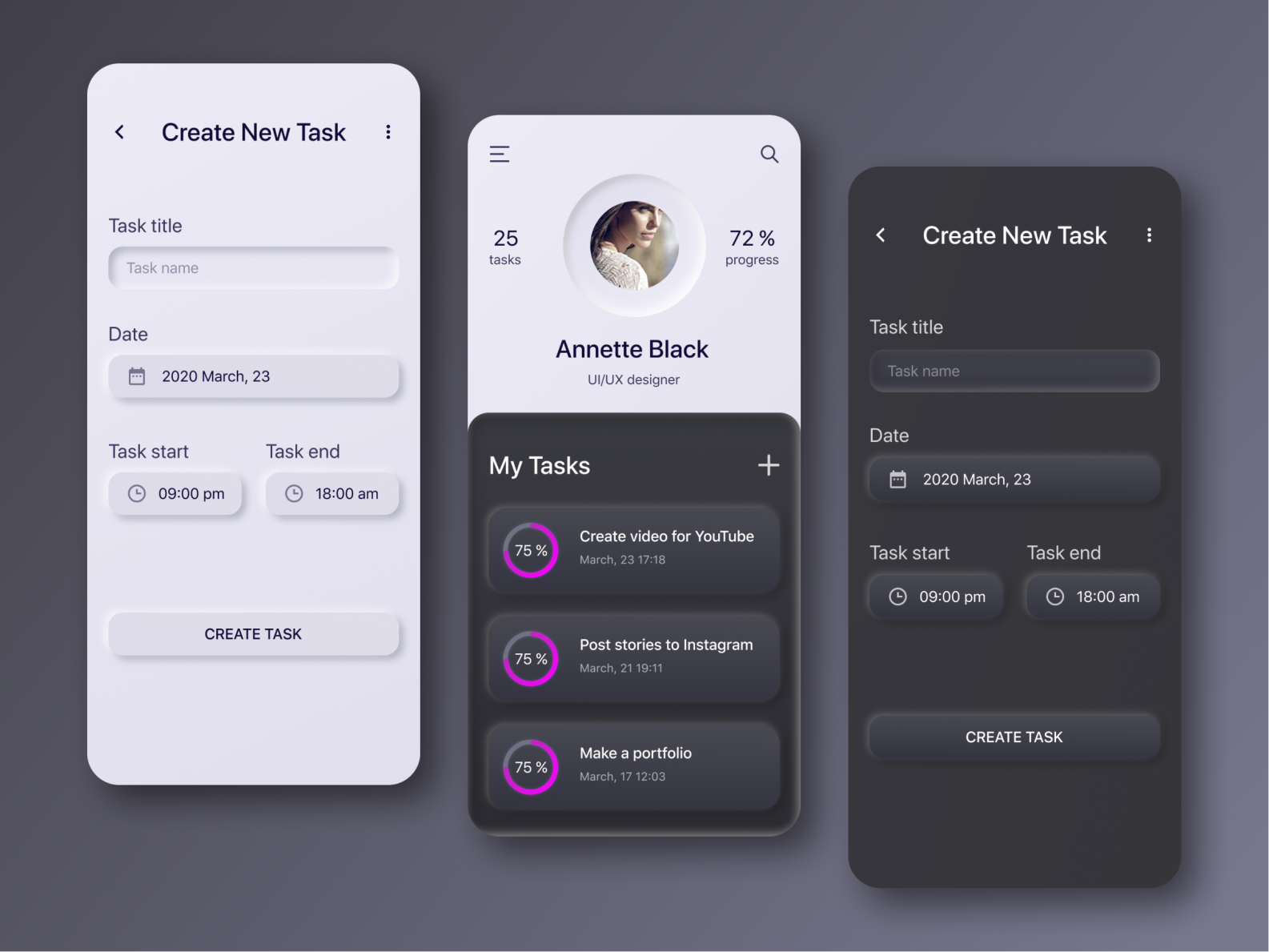 My Task, My List (mobile app concept) by Yuliia Denshchyk on Dribbble