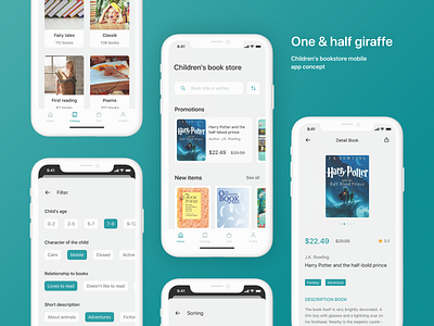 Children's bookstore mobile app concept app book books design figma ios typography ui ui design ux ui