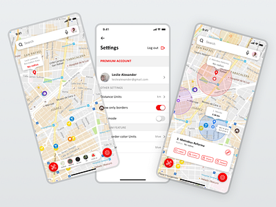 Adjustable radial area on the map figma map mobile app mobile design settings ui design ux ui