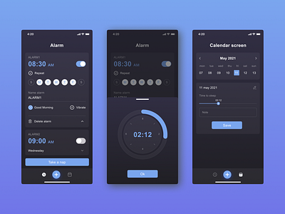 Alarm alarm app calendar design figma ux ui