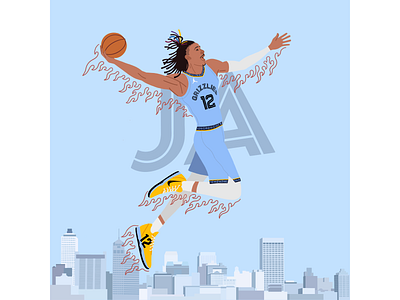 NBA Illustration #3 JA basketball character characterdesign design drawing graphic design grizzlies illustration ja jamorant memphis memphisgrizzlies nba procreate