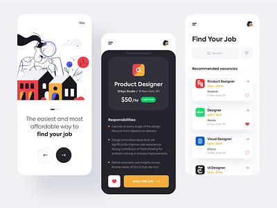 Job Finder Mobile Application app application find job mobile mobile app mobile design search searching ui design ux design vacancies