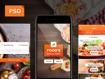 Food UI Kit design design freebie food freebie ios iphone mobile mobile app psd restaurant kit ui kit ux