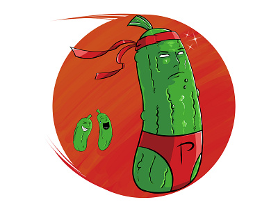 Pickle amazing awesome cartoon color cool fun funny green happiness hero humor illustration joy laugh legend legendary pickle red super superhero