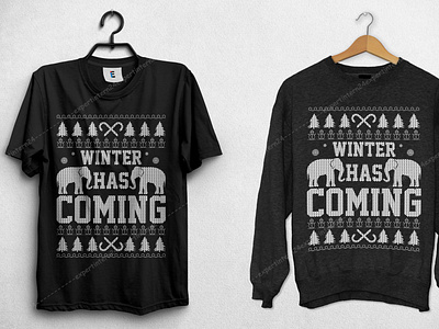 winter has comming white Christmas T-shrit design