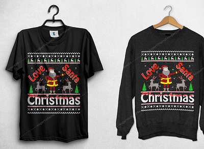 Love santa Christmas T-shrit design christmas t shirt christmas t shirt design bundle christmas tree chritsmas t shirt design