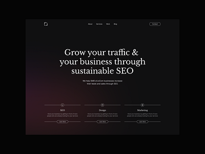 Arken Digital SEO Agency — Hero Darkmode agency black dark darkmode design desktop digital gradient seo type ui ux web website