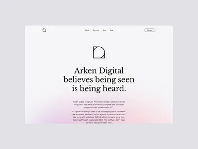 Arken Digital - About Intro about agency branding design desktop gradient intro minimal profile subtle typography ui ux website