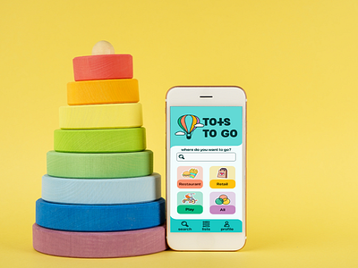 Tots To Go app branding bright color children design family filters product design ui ui design ux ux design uxui