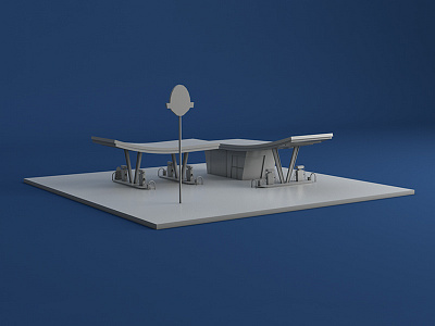 Dinoco Gas Station 3d 3d model autodesk maya cinema 4d dinoco gas station miniature model pixar toy story
