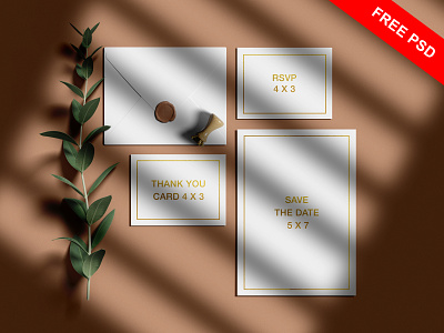 Free Wedding Invitation Mockup Set branding design download free freebbble freebie graphic mockup presentation psd