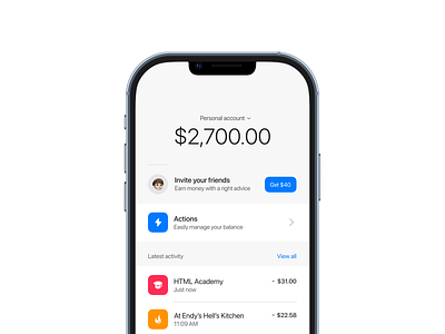 Banking – mobile app / account screen