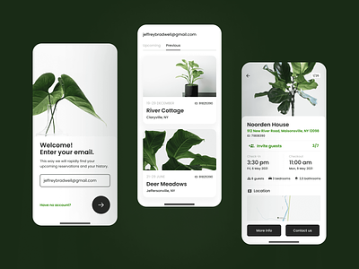 Cottage booking app airbnb app card cards design detail screen figma log in login mentalstack mobile mobile design plant plants registration start screen ui