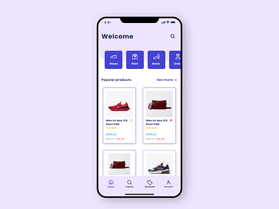 Online shopping app UI