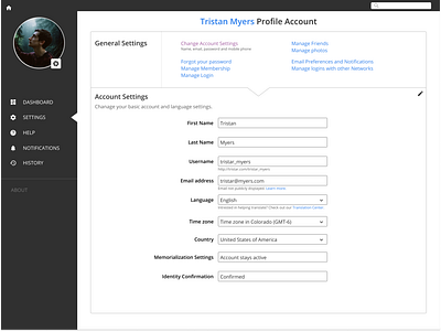 Daily UI 007 account settings dailyui design general settings information manage settings managing information profile information profile settings settings social settings ui ux