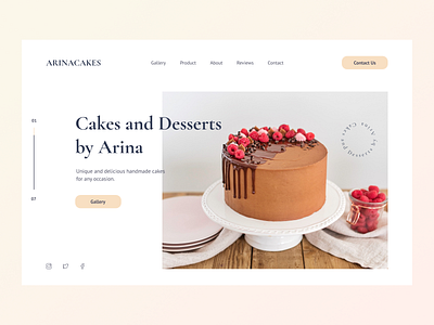 ARINACAKES — Landing page for home confectionery cake cakes confectionery design desserts landing landing page pastry shop sweet ui ux uxui