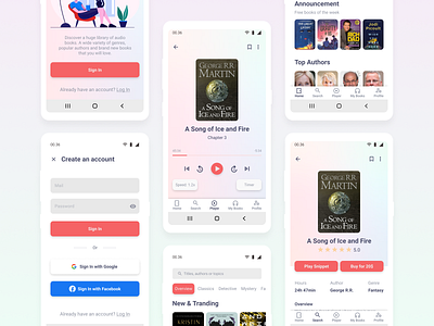 Bbooks — Mobile app for listening to audiobooks audiobooks book books design library listen books mobile app mobile design online library reading ui uiux ux