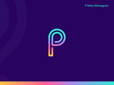 P letter Monogram abstract logo app branding creative logo design design icon illustrator lettering logo minimal p logo typography