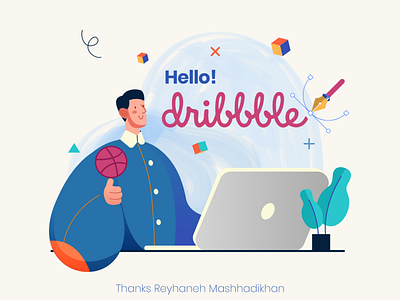 Hello dribbble app branding design flat icon illustration minimal ui ux vector website