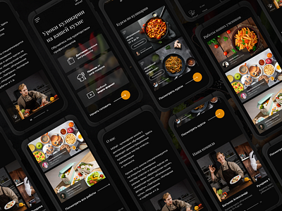 Landing page design of cooking lessons. Mobile version