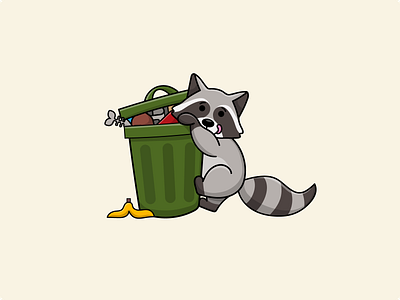 Peachtober Day 2 - Raccoon cute animal cute illustration design flat illustration illustrator inktober inktober2020 peachtober raccoon vector