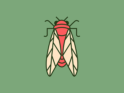 Peachtober Day 7 - Bugs branding bug bugs cicada cicadas design flat graphic design icon illustration illustrator insect insects logo minimal vector