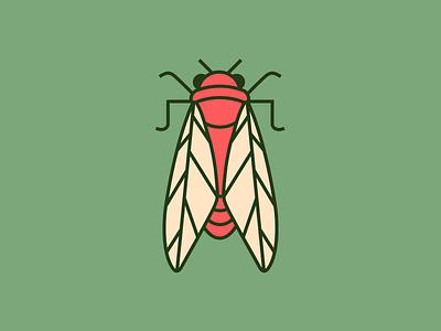 Peachtober Day 7 - Bugs branding bug bugs cicada cicadas design flat graphic design icon illustration illustrator insect insects logo minimal vector