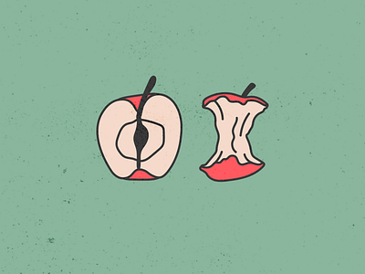 Peachtober Day 15 - Core apple apple core apples branding core design flat fruit graphic design icon illustration illustrator inktober logo minimal peachtober vector