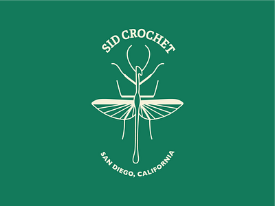 Sid Crochet badge badge design branding bug bug logo crochet crochet logo design flat icon illustration illustrator insect logo minimal stick bug vector