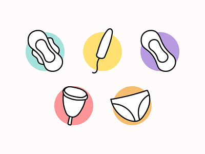Menstrual Products badge design flat graphic design icon illustration illustrator menstrual cup menstrual products menstruation minimal pads period tampon underwear vector