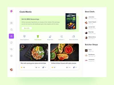 Cooking Mania — Grill & BBQ bbq butcher shop chef cooking cooking app culinary grill meal planner meal prep meat mvp recipe seasoning spice ui ux ui design user inteface ux design vegetable web