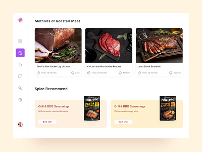 Cooking Platform — Roasted Meat bbq colorful cooking cooking app culinary grill meal planner meat mvp recipe seasonings spices ui ux ui design user inteface ux design web