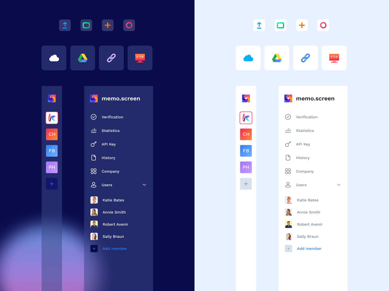 Sidebar Menu Glassmorphism 2021 trend blur cloud app cloud service colorful concept dark mode dark theme figma glassmorphism icons menu bar side menu sidebar transparency transparent ui design user inteface ux design web