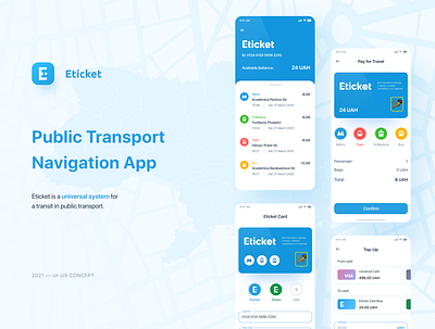 Eticket App - Transport Payment app bank card banking banking app colorful map navigation payment app payment form transfer money transport travel ui design user inteface ux design