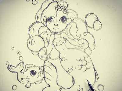 Mermaid sketch drawing art sketch