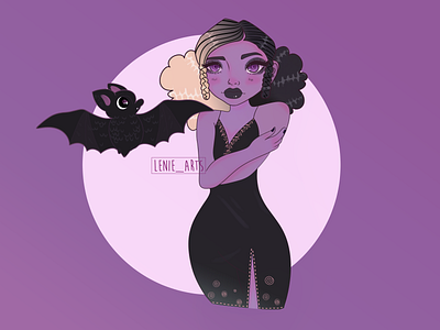 Meet Ronia! bat character color design digital illustration digitalart drawing dribble illustration art oc purle vampire witches witchgirl