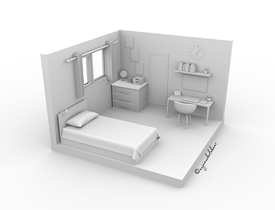 Isometric Bedroom 3d 3d art 3d illustration 3d modeling 3dsmax anjaanikalakaar bedroom isometric art isometric design isometric illustration maya 3d