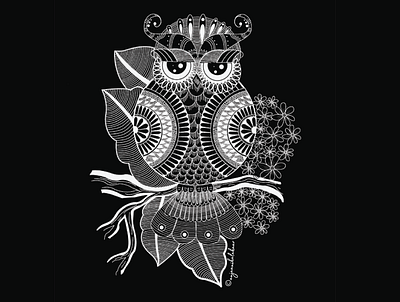 Owl anjaanikalakaar art black white design flat graphic design illustration illustrator minimal owl