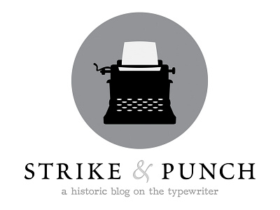Strike & Punch black and white embossed icon logo typewriter